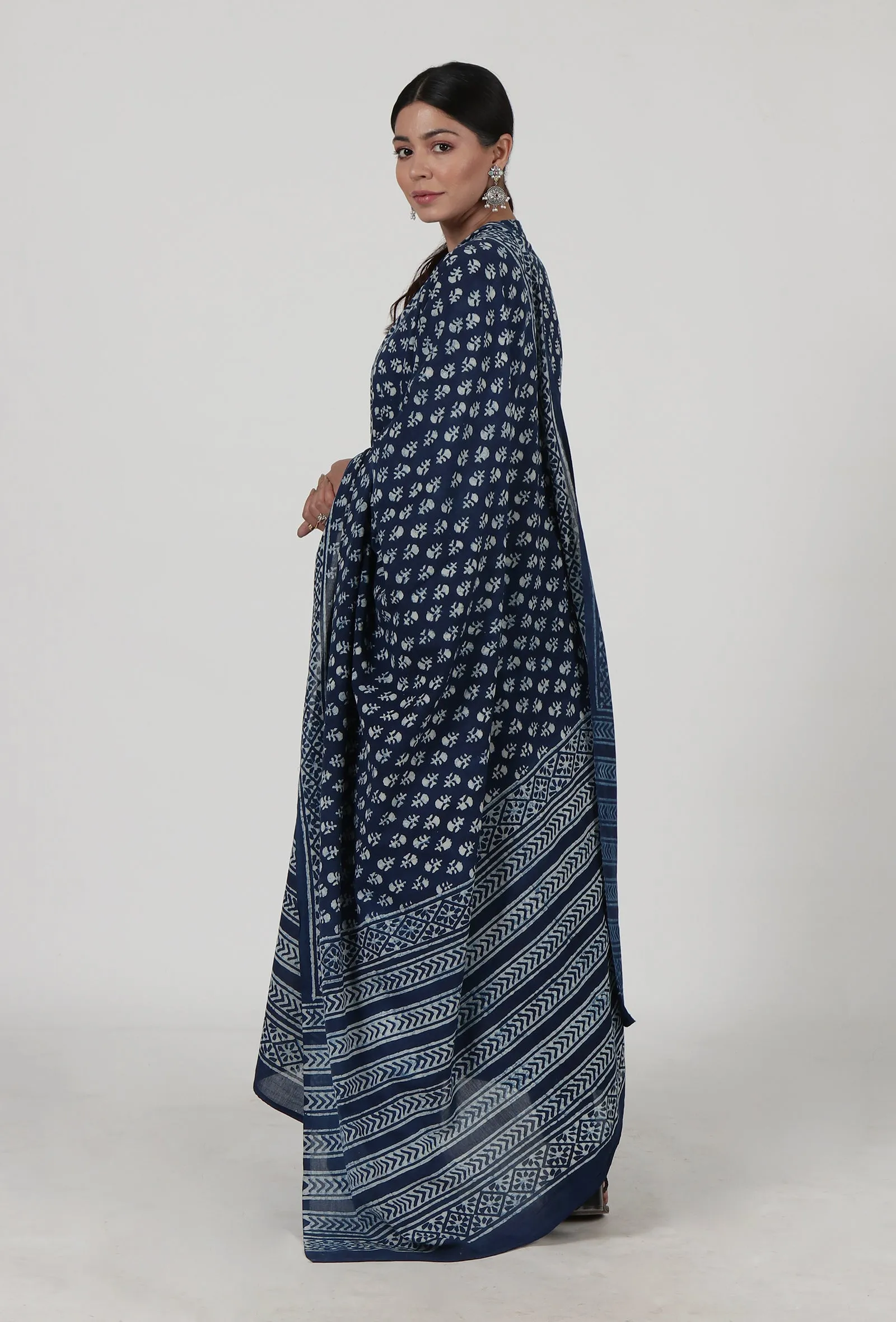 Indigo Printed Blue Cotton Dupatta