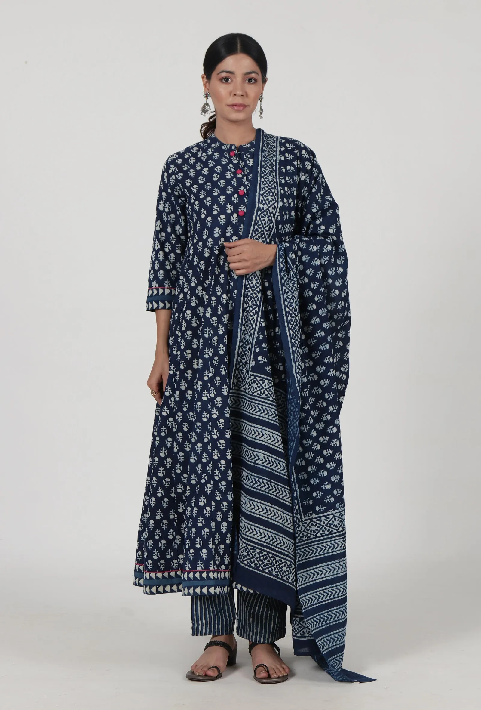 Indigo Printed Blue Cotton Dupatta