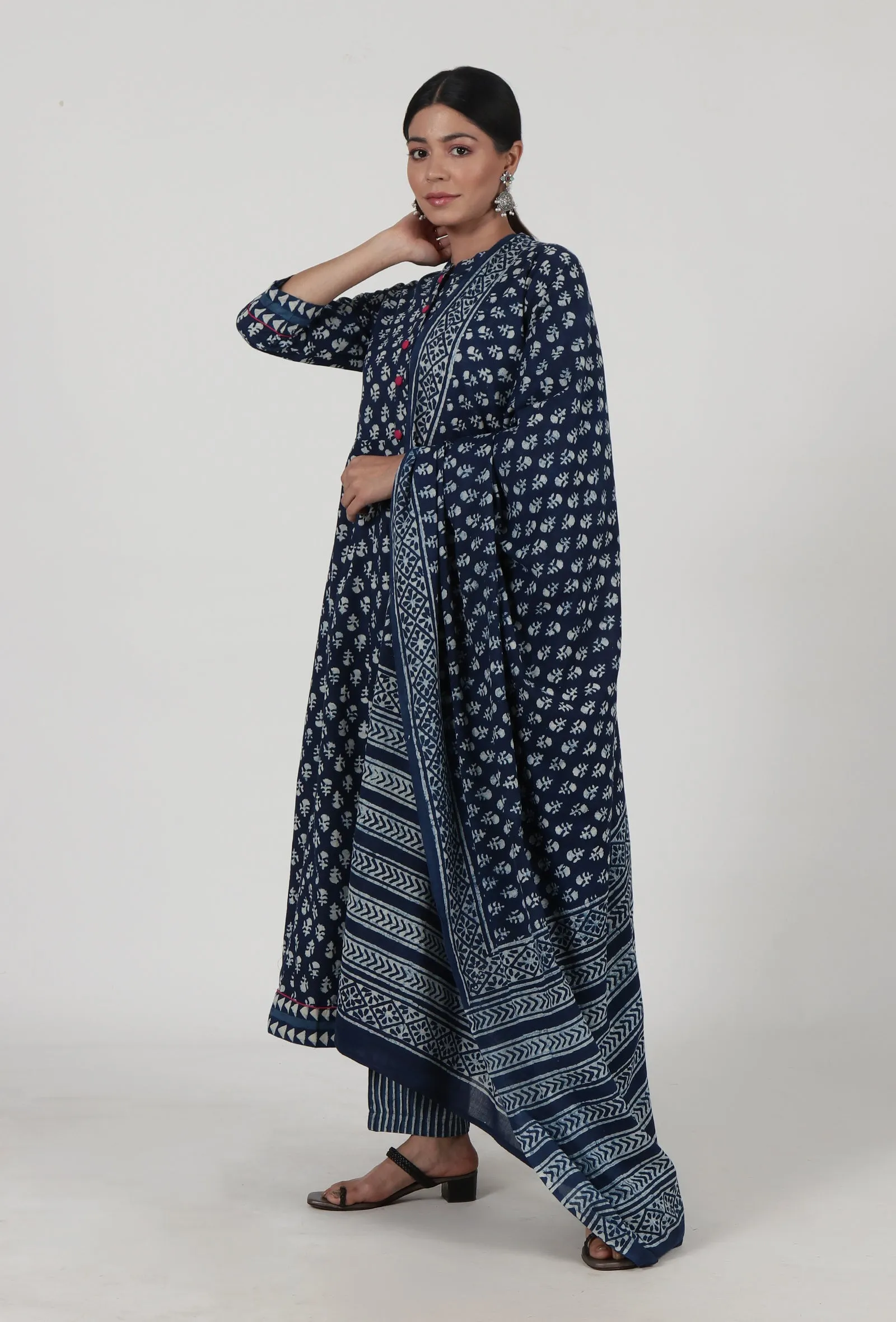 Indigo Printed Blue Cotton Dupatta