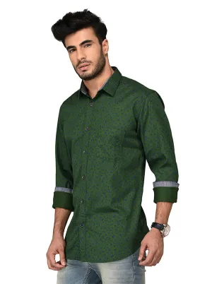 JadeBlue Green Printed Slim Fit Casual Shirt | JadeBlue