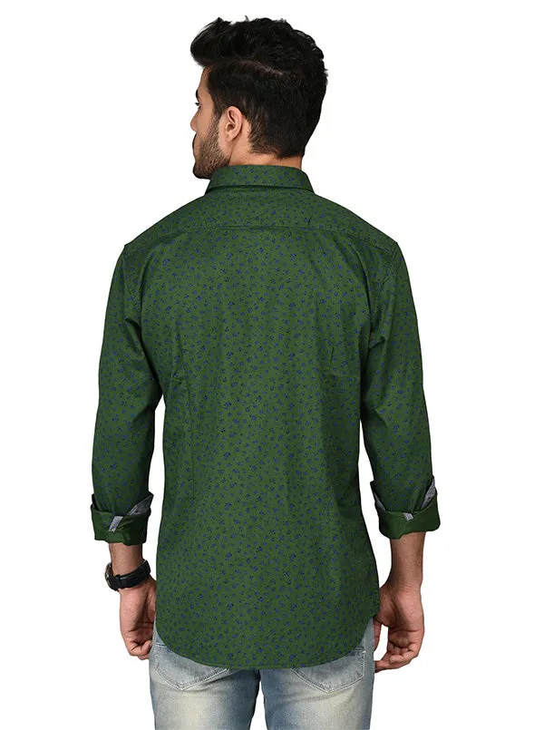 JadeBlue Green Printed Slim Fit Casual Shirt | JadeBlue