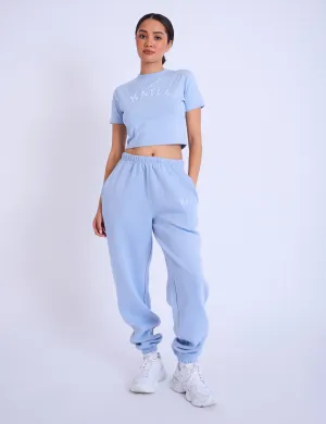 Kaiia Logo Cuffed Joggers Light Blue