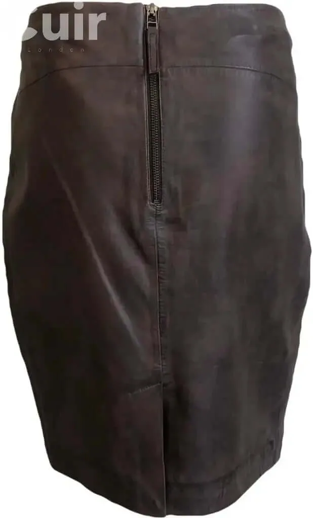 Leather Brown Skirt, Lamb Gloving