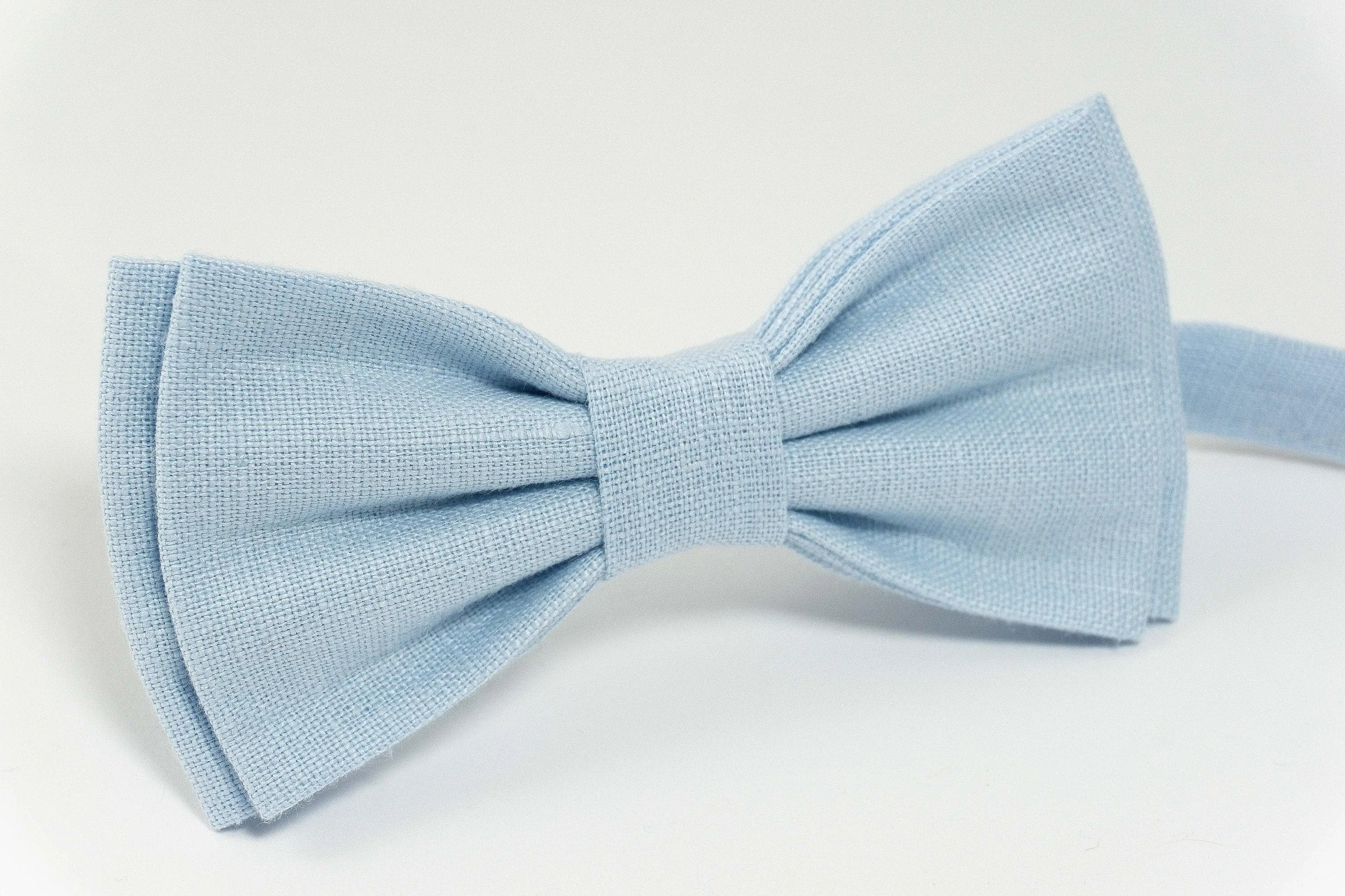 Light blue linen mens ties | Light blue bow ties for men