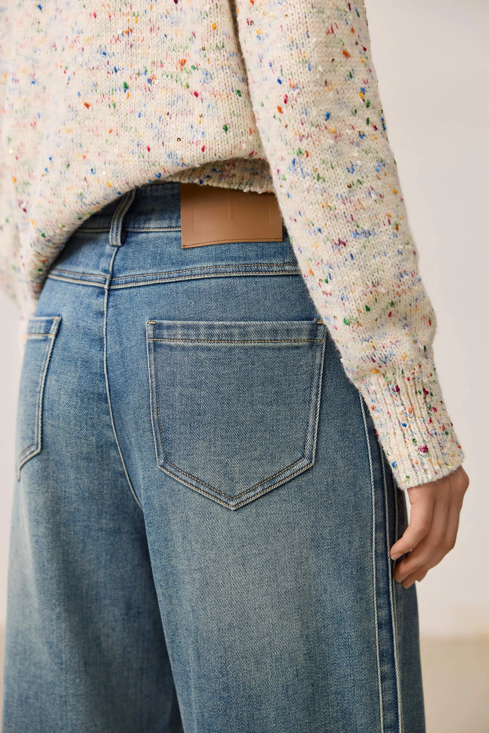 LILY Fleece-Lined Denim Wide-Leg Jeans