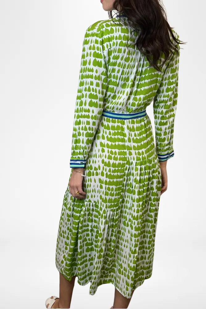 Lime Green Ariel Abstract Shirt Dress By Pixi Carnival