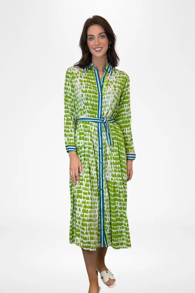 Lime Green Ariel Abstract Shirt Dress By Pixi Carnival