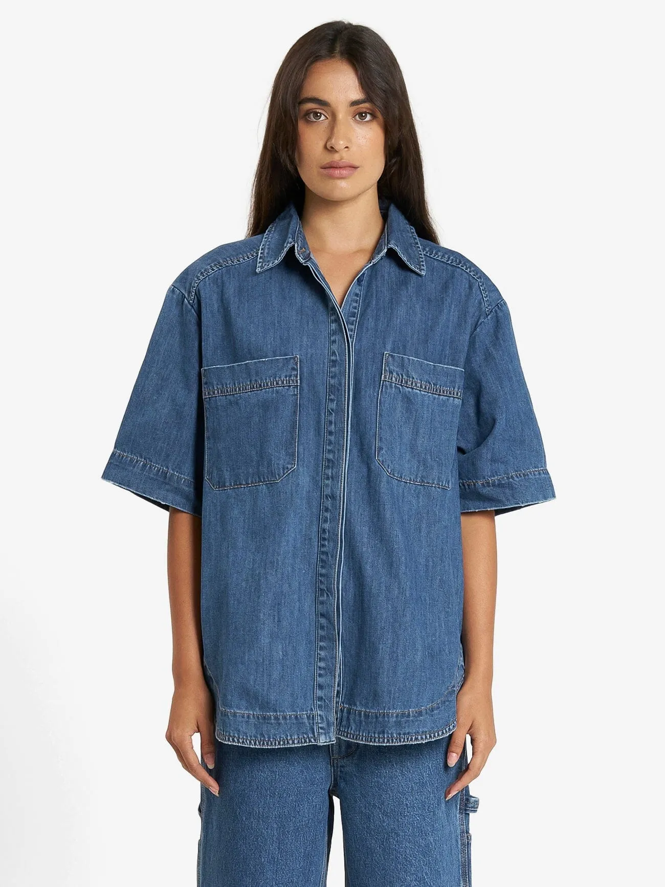 Louise Denim Shirt - Rinsed Blue