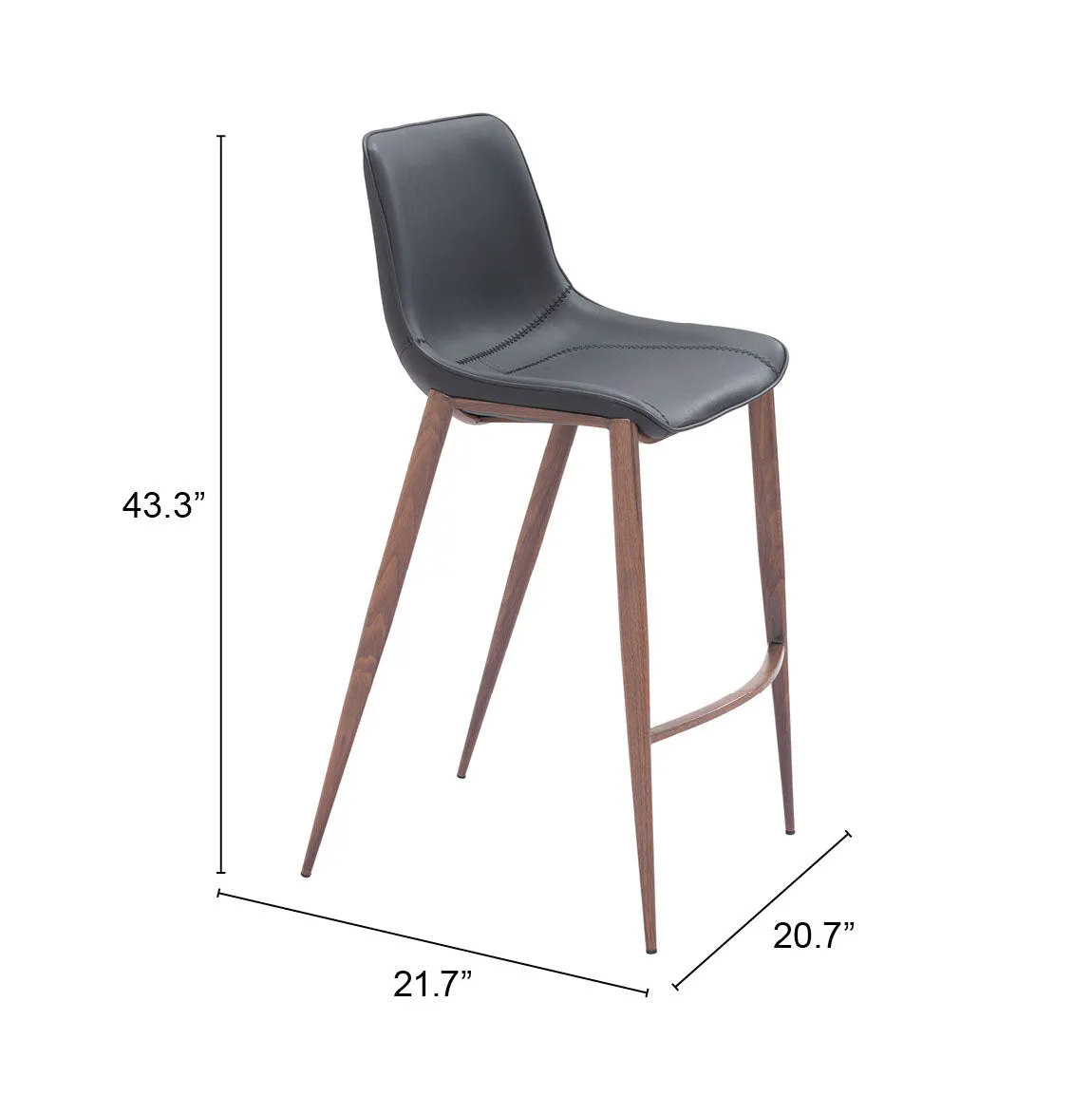 Magnus Barstool Black & Walnut