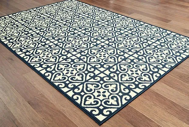 Marina 5927B Ivory Navy Rug