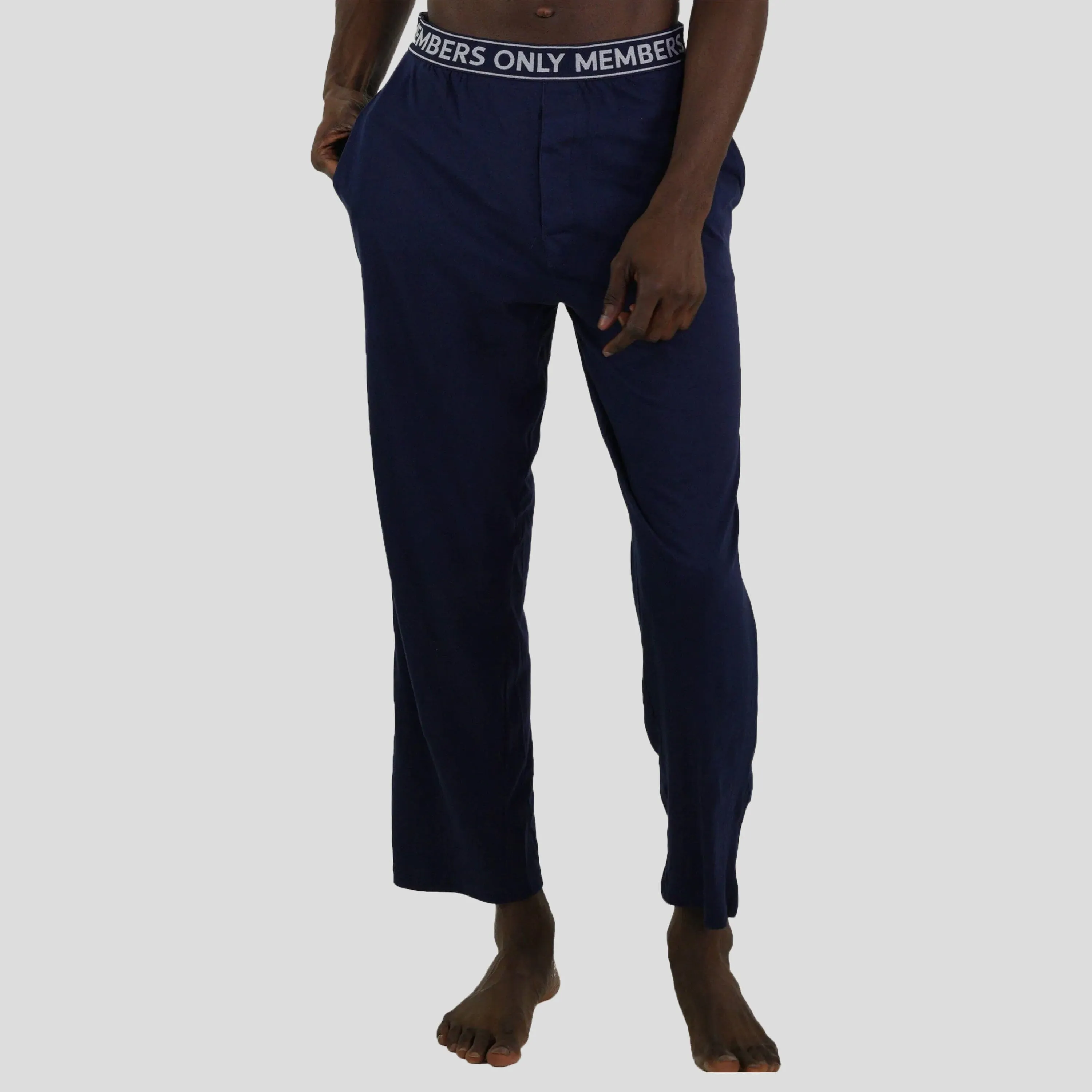 Members Only Men's Jersey Sleep Pant Logo Elastic - Navy