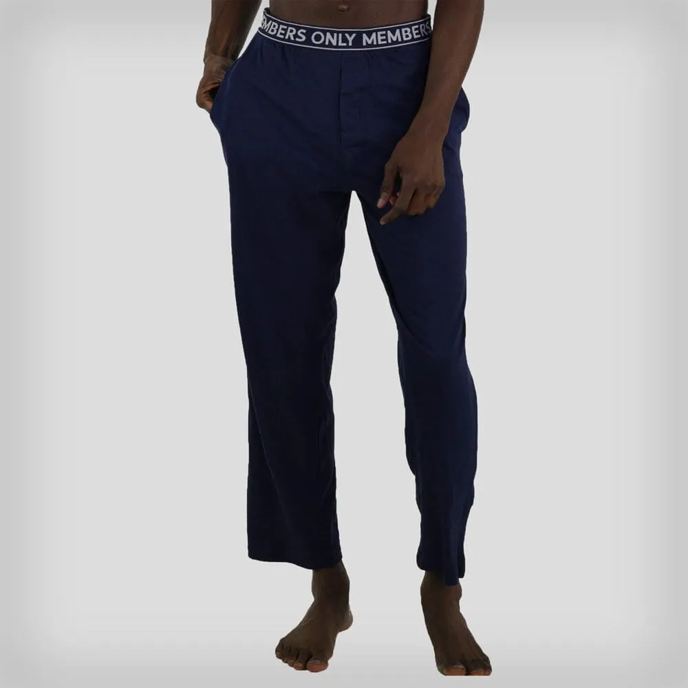 Members Only Men's Jersey Sleep Pant Logo Elastic - Navy