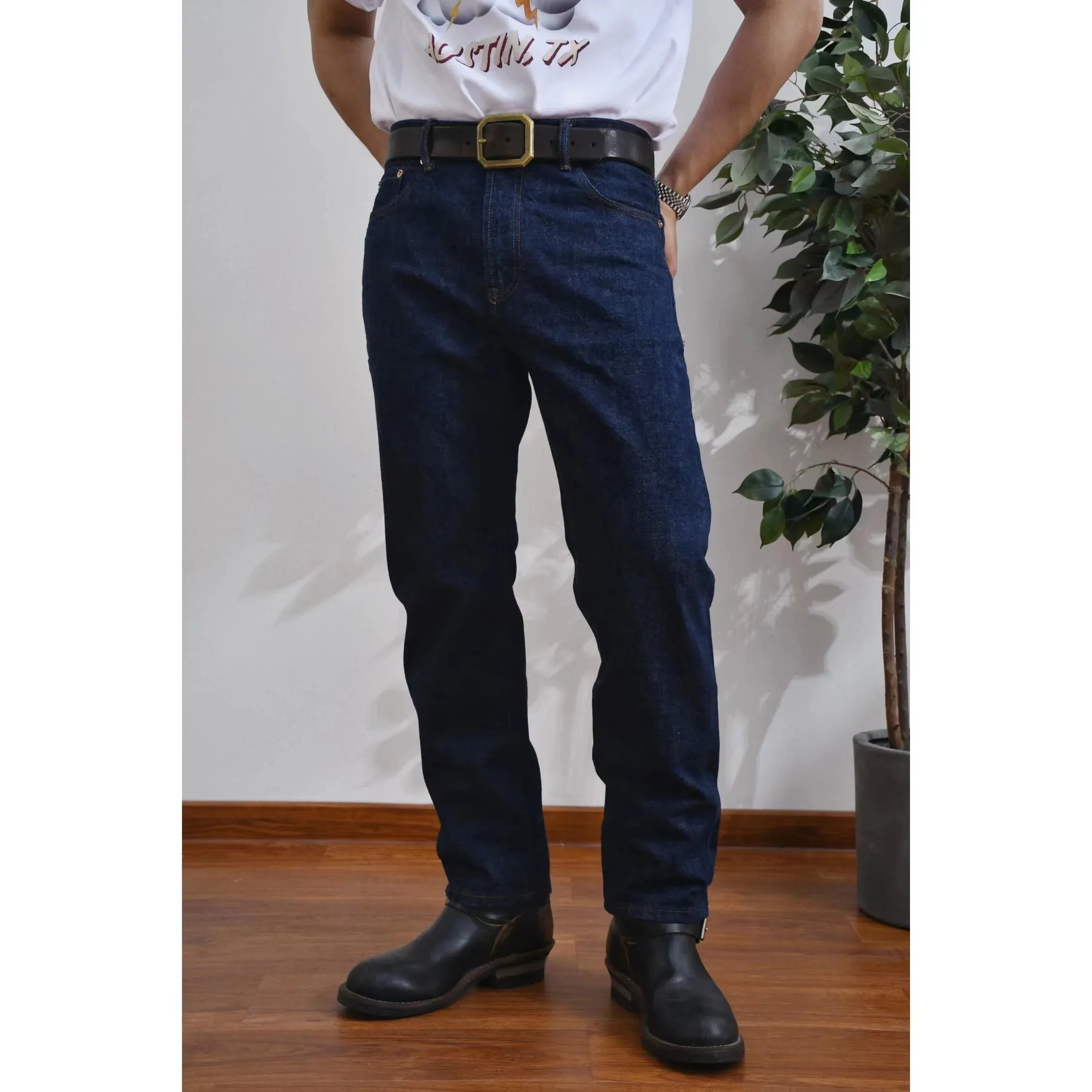 Men's Selvedge Denim Jeans Straight Work Pants