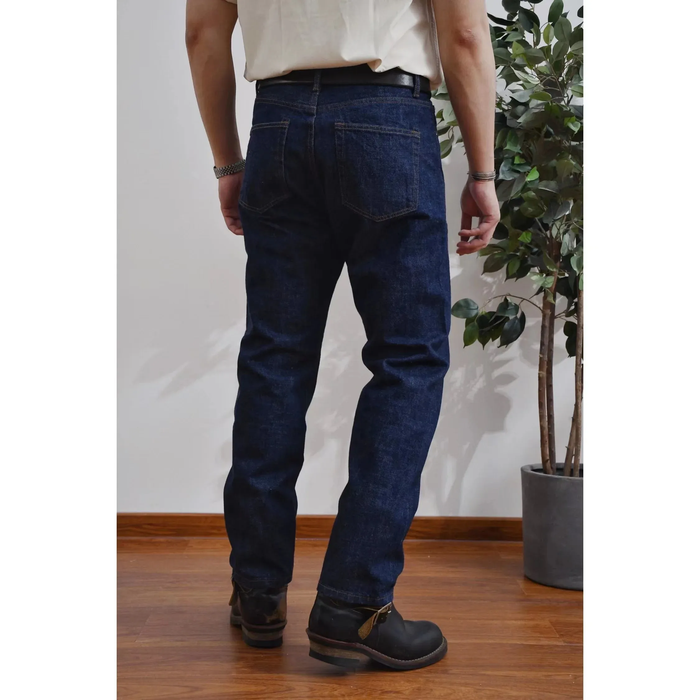 Men's Selvedge Denim Jeans Straight Work Pants