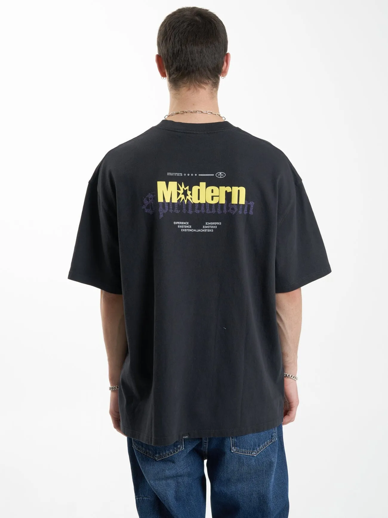 Modern Spiritualism Box Fit Oversize Tee - Washed Black