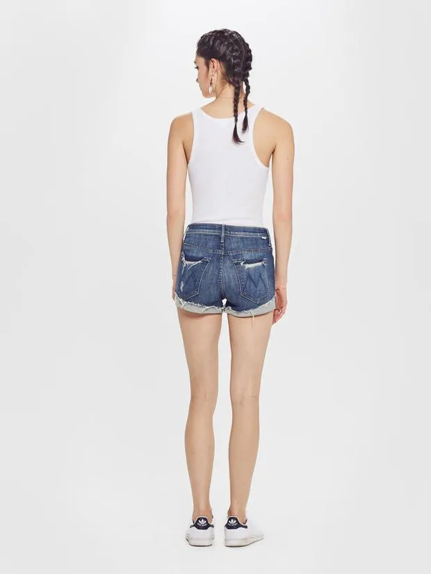 Mother Denim - High Waisted Rascal Slit Flip Denim Shorts in Off Duty