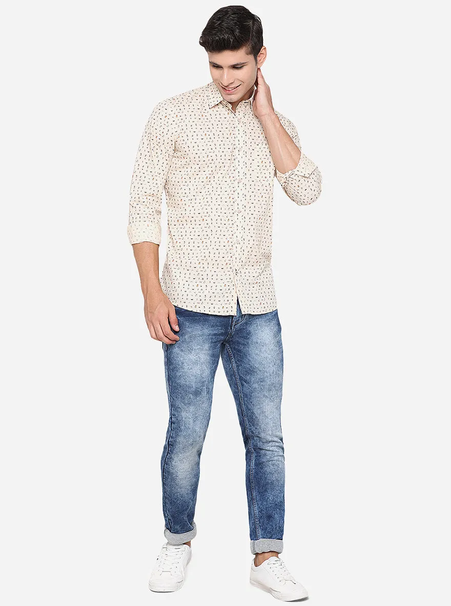 Off-White Printed Slim Fit Casual Shirt | JadeBlue