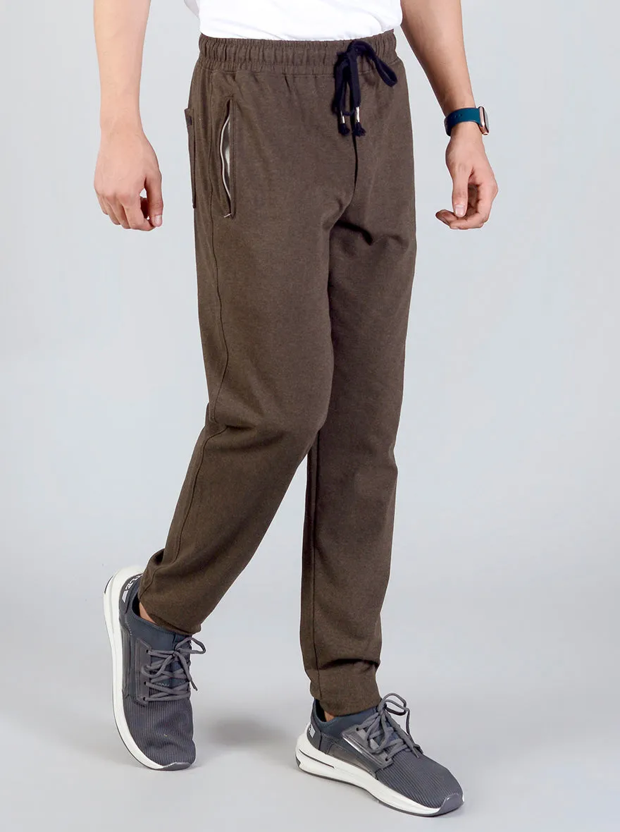 Olive Green Solid Regular Fit Track Pants | JadeBlue