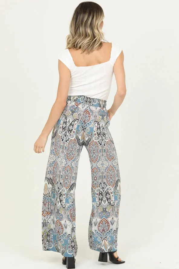 Paisley Tie Front Pants