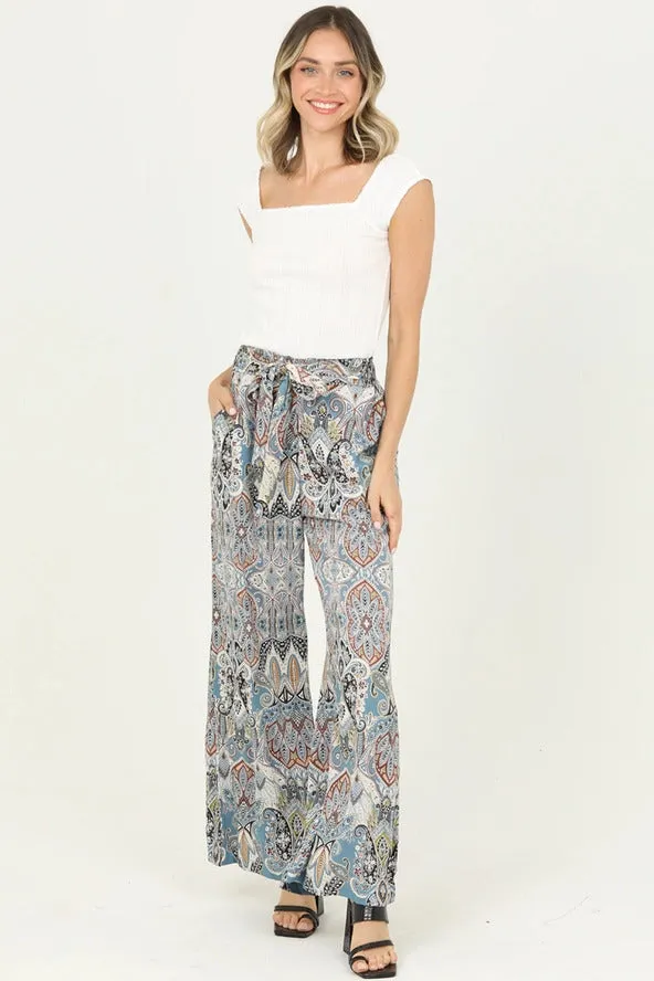 Paisley Tie Front Pants