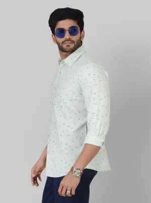 Pastel Green Printed Tailored Fit Casual Shirt | JadeBlue