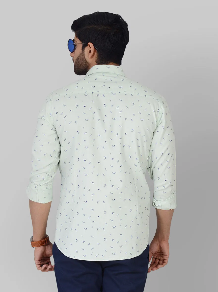 Pastel Green Printed Tailored Fit Casual Shirt | JadeBlue