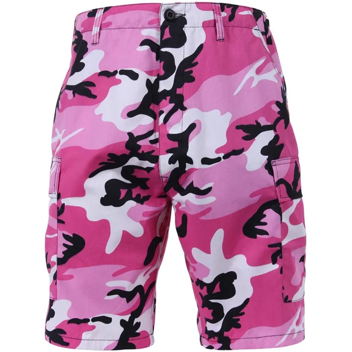 Pink Camouflage - Military Cargo BDU Shorts - Polyester Cotton Twill