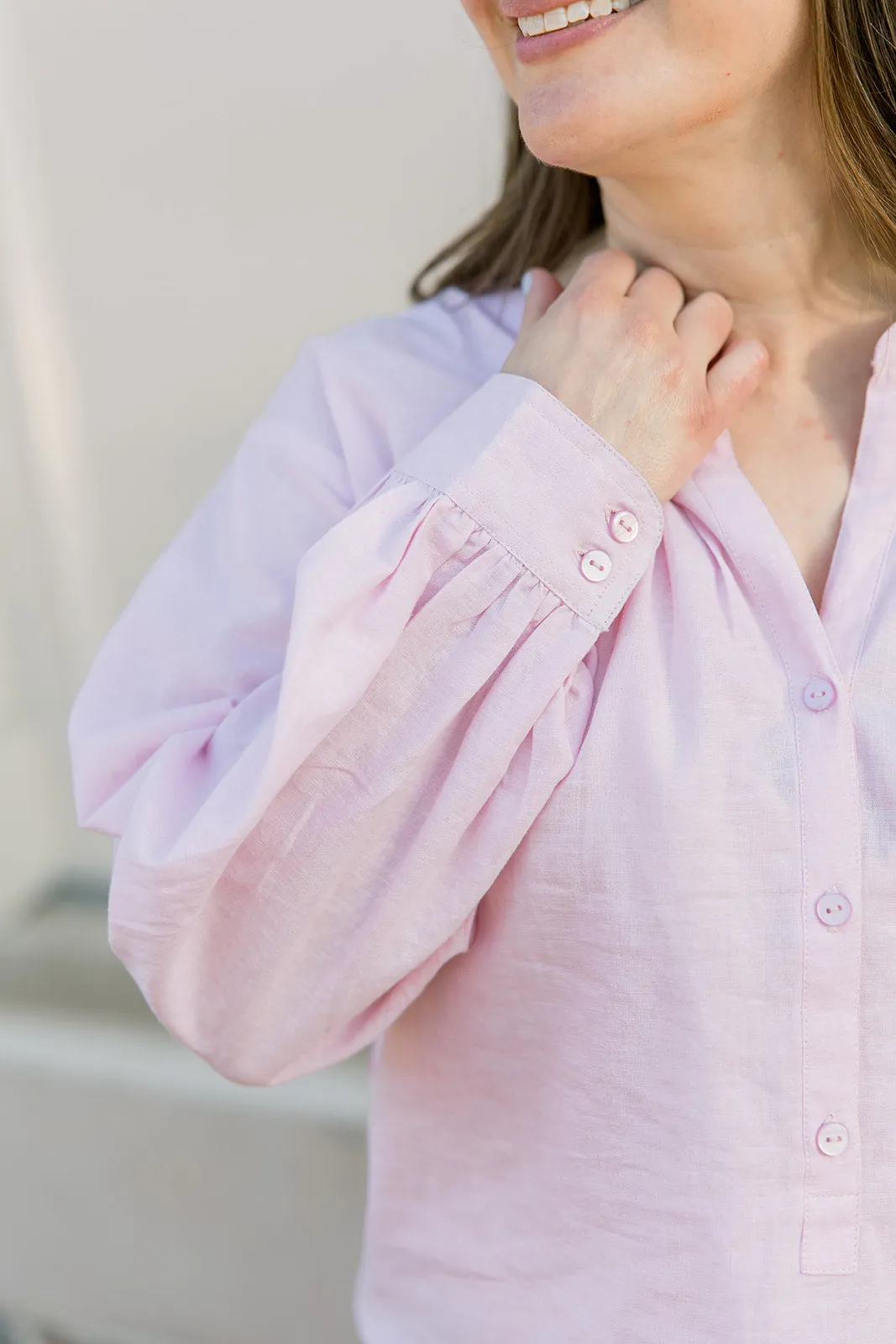 Pleated Sleeve Blouse