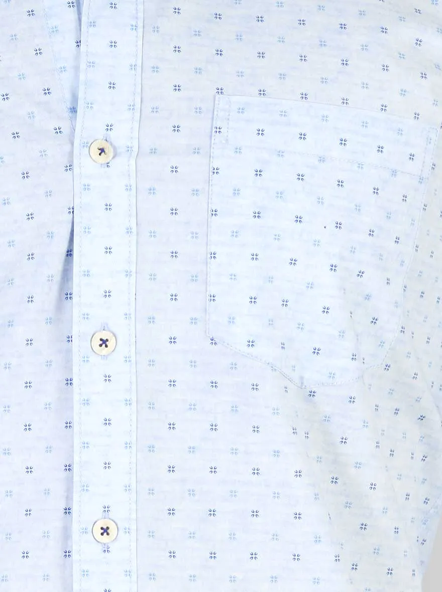 Sky Blue Printed Slim Fit Casual Shirt | JadeBlue