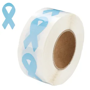 Small Light Blue Ribbon Stickers (250 per Roll)