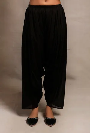 Solid Black Dhoti Pants