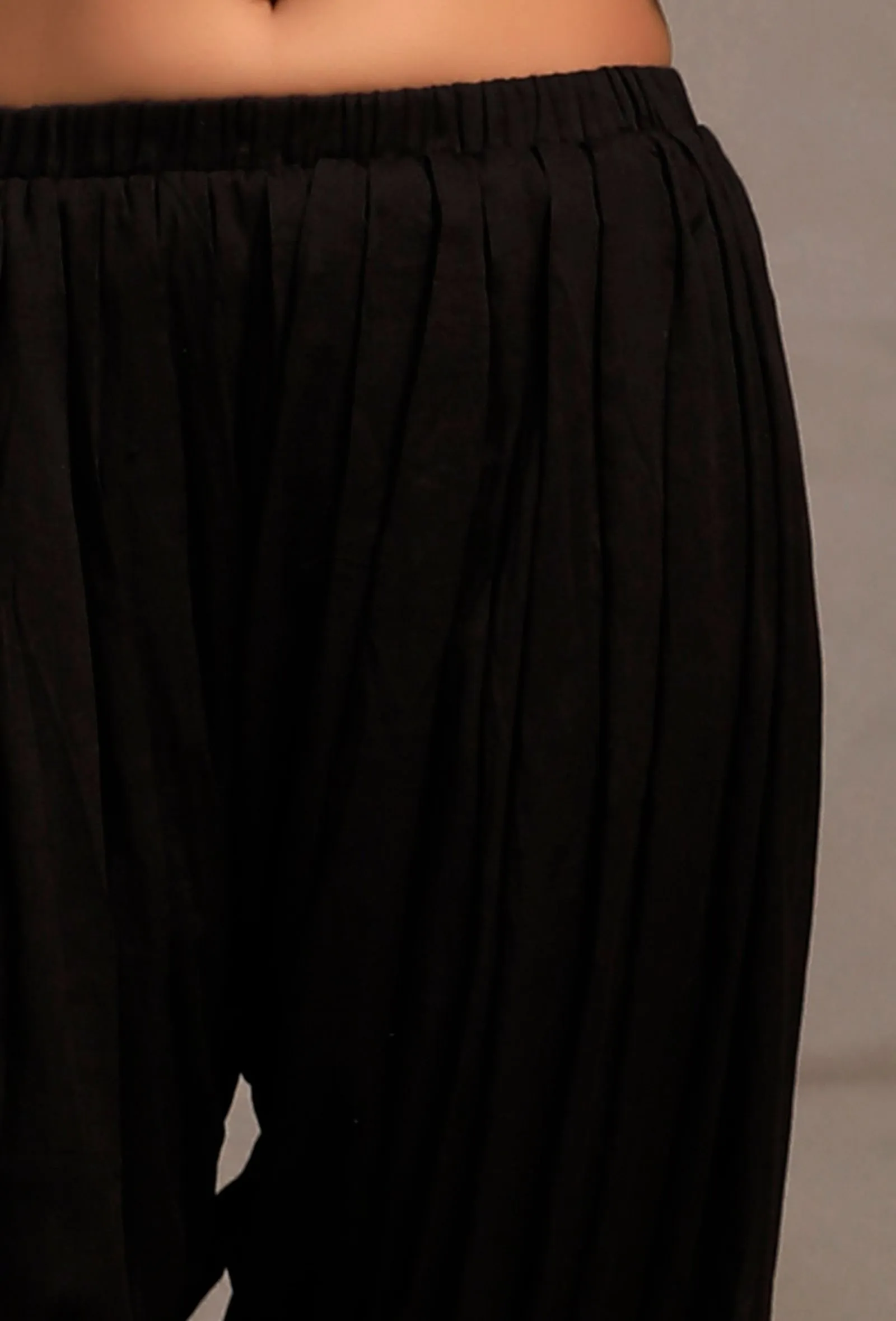 Solid Black Dhoti Pants