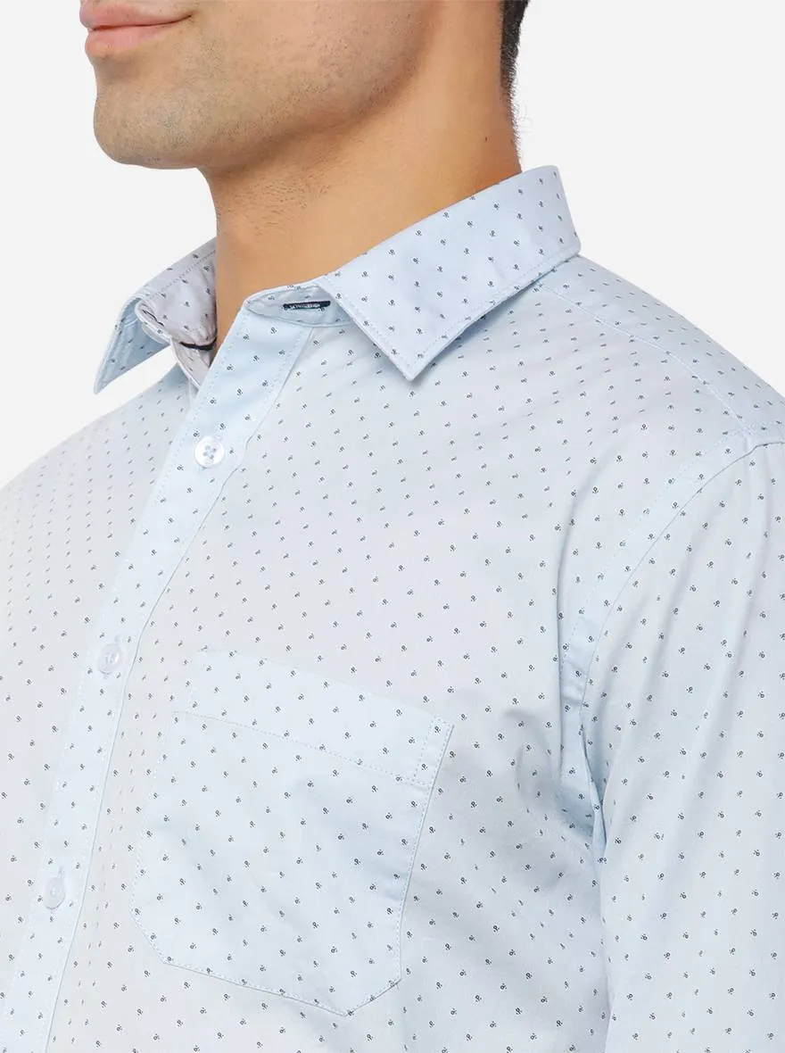 Starlight Blue Printed Slim Fit Casual Shirt | Greenfibre