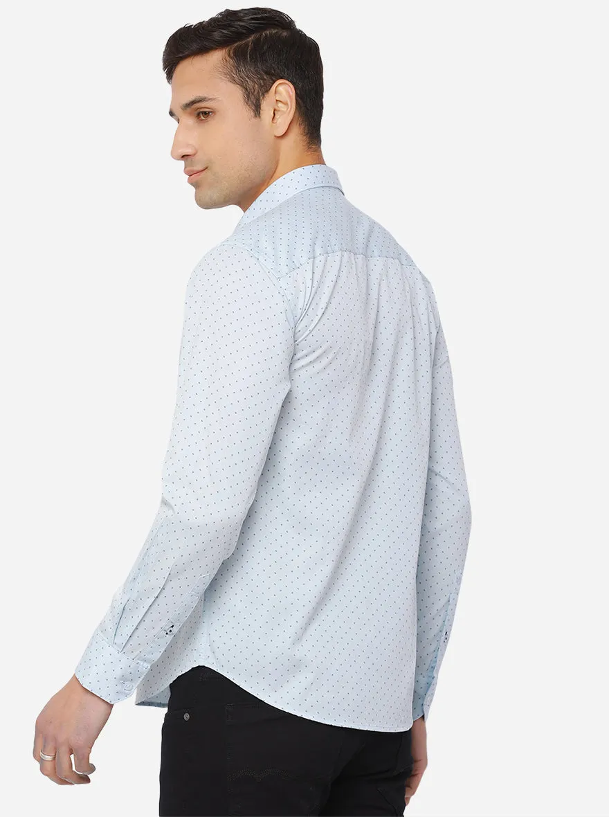 Starlight Blue Printed Slim Fit Casual Shirt | Greenfibre