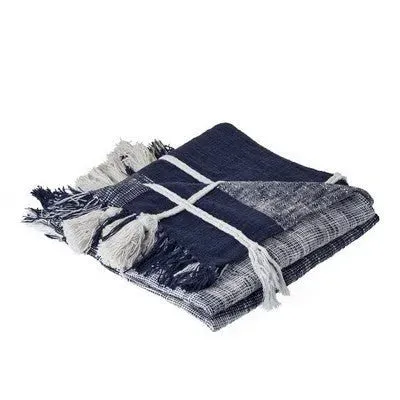 Sundry 80167NNV Natural Navy Throw Blanket