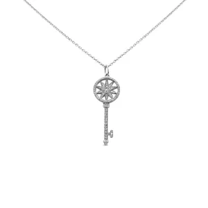 Tiffany Diamond Star Key Pendant On 18" Necklace