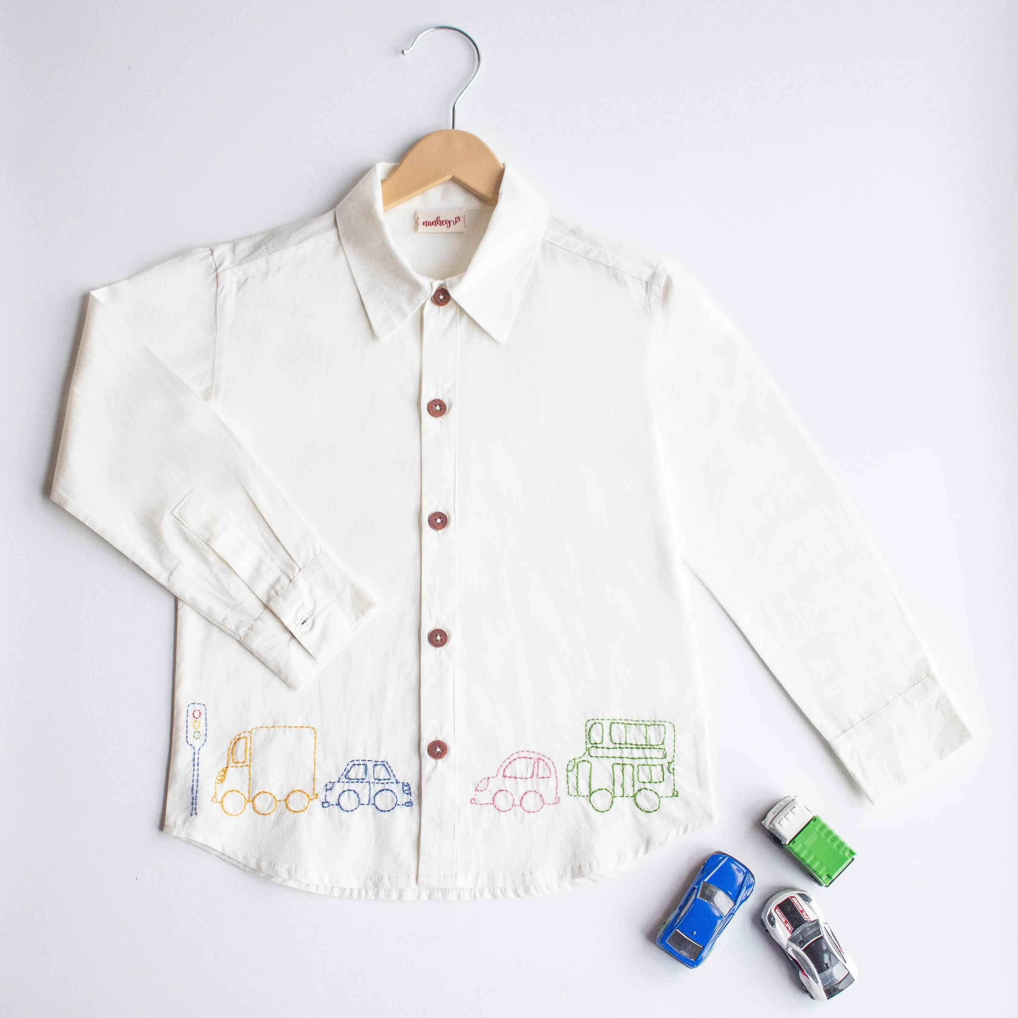 Traffic Embroidered Formal Shirt - White