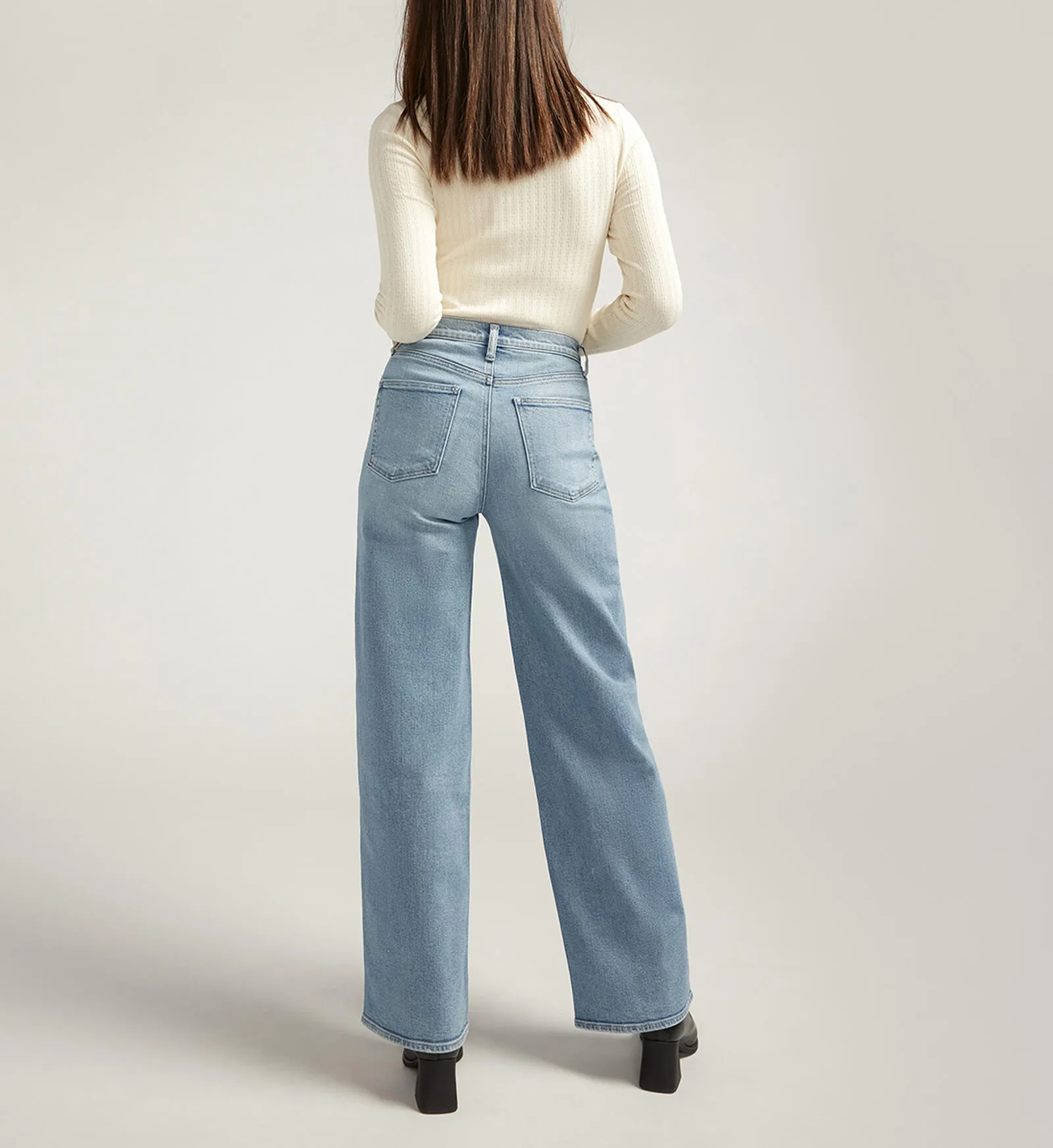 V-Front High Rise Wide Leg Jeans