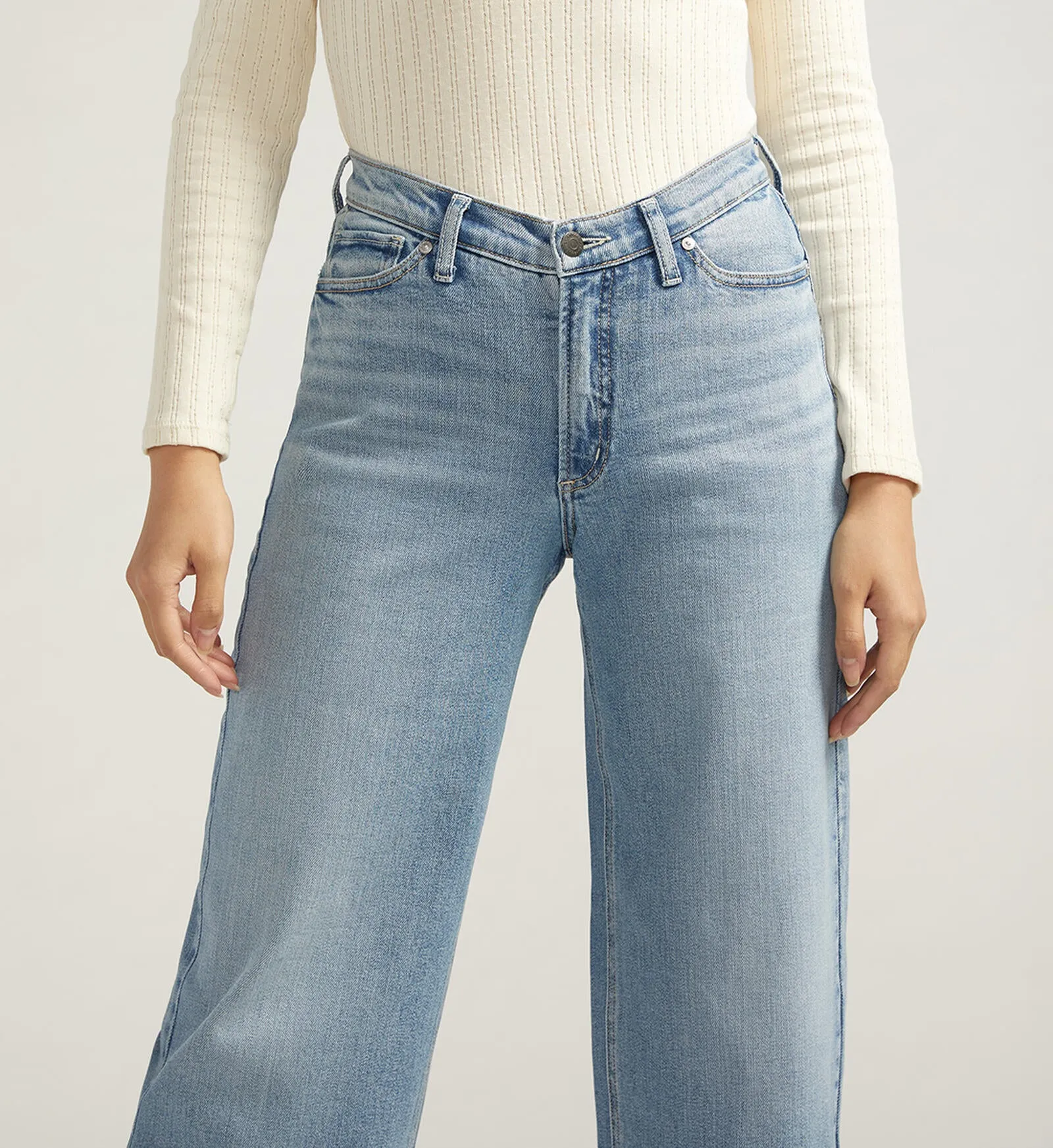 V-Front High Rise Wide Leg Jeans