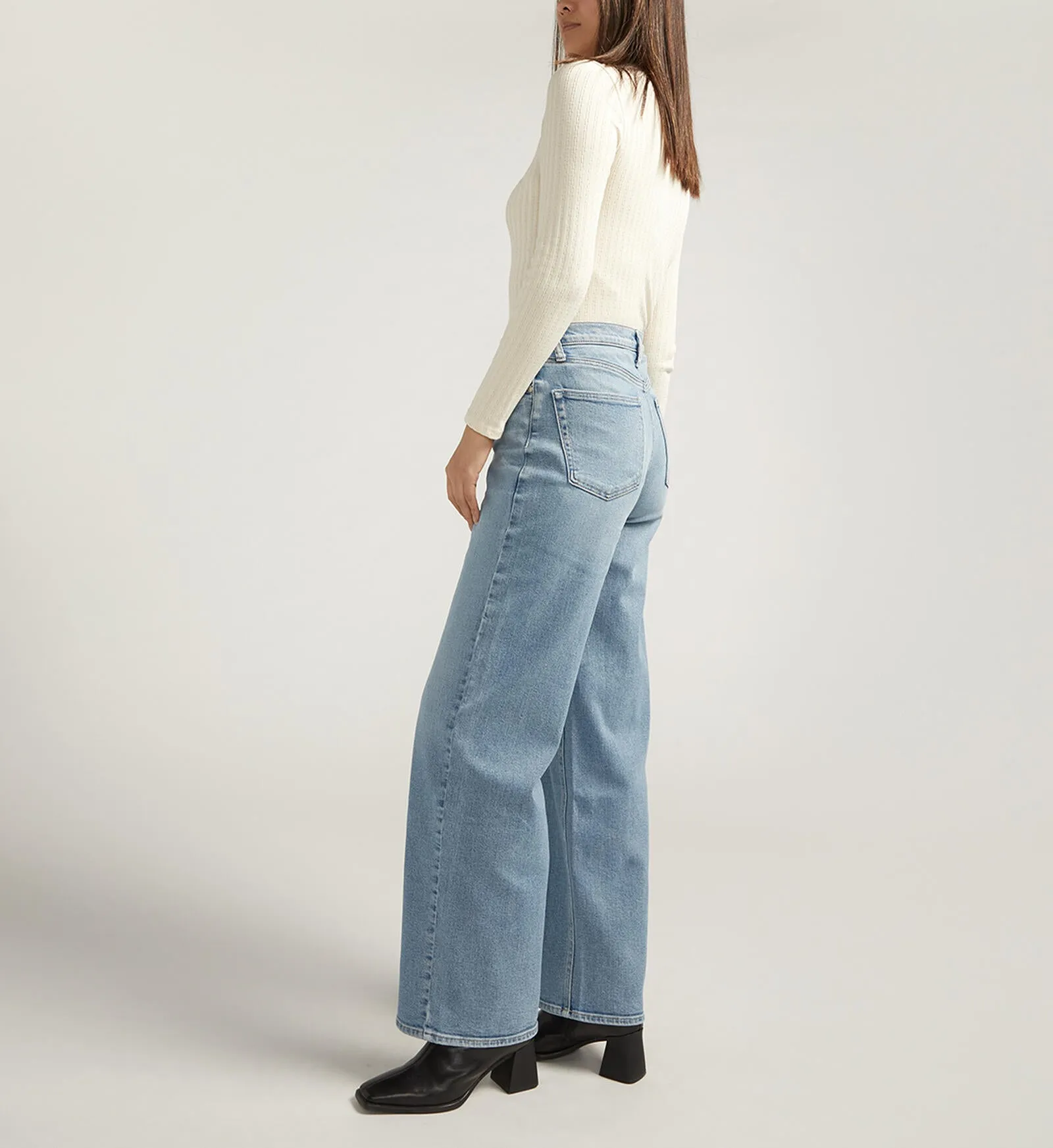 V-Front High Rise Wide Leg Jeans