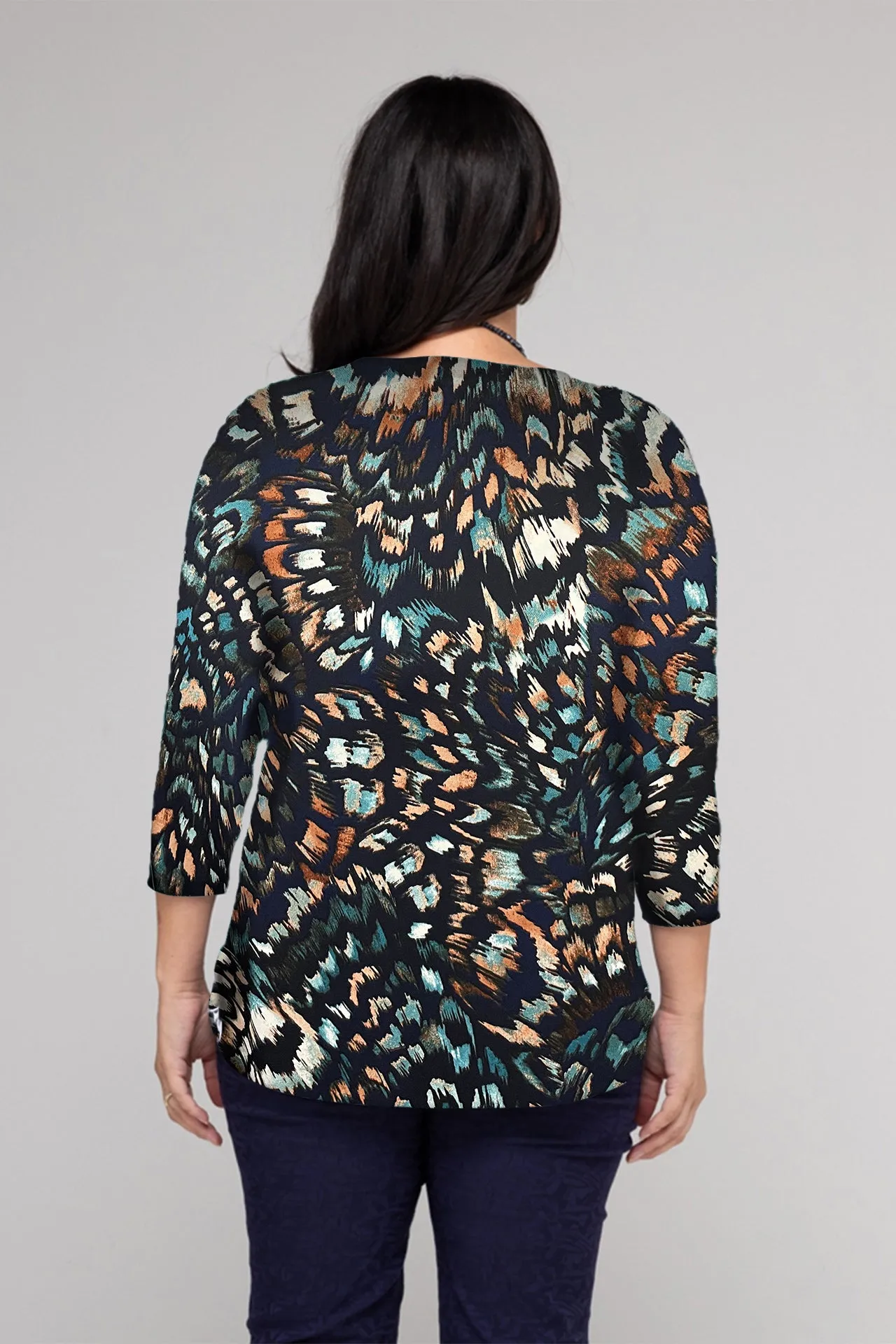 Whirlwind Print 3/4 Sleeve Jersey Top