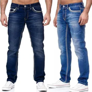 Wiaofellas  -  Men Jeans Black Straight Pants Spring Autmun Pockets Denim Casual Tousers Light Blue High quality Streetwear Jeans Men