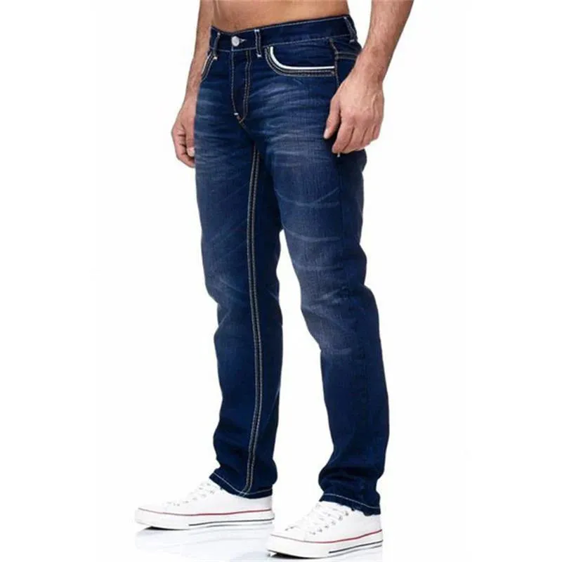 Wiaofellas  -  Men Jeans Black Straight Pants Spring Autmun Pockets Denim Casual Tousers Light Blue High quality Streetwear Jeans Men